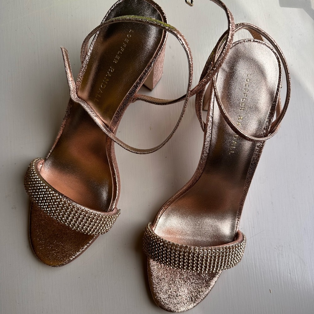NEW LOEFFLER RANDALL SHAY ROSE GOLD SANDALS - Picture 2 of 6